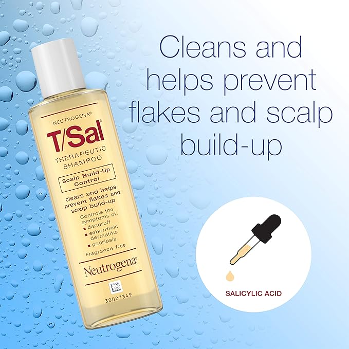 Neutrogena T/Sal Therapeutic Shampoo for Scalp Build-Up Control with Salicylic Acid, Scalp Treatment for Dandruff, Scalp Psoriasis & Seborrheic Dermatitis Relief, 4.5 fl. oz (Pack of 2)