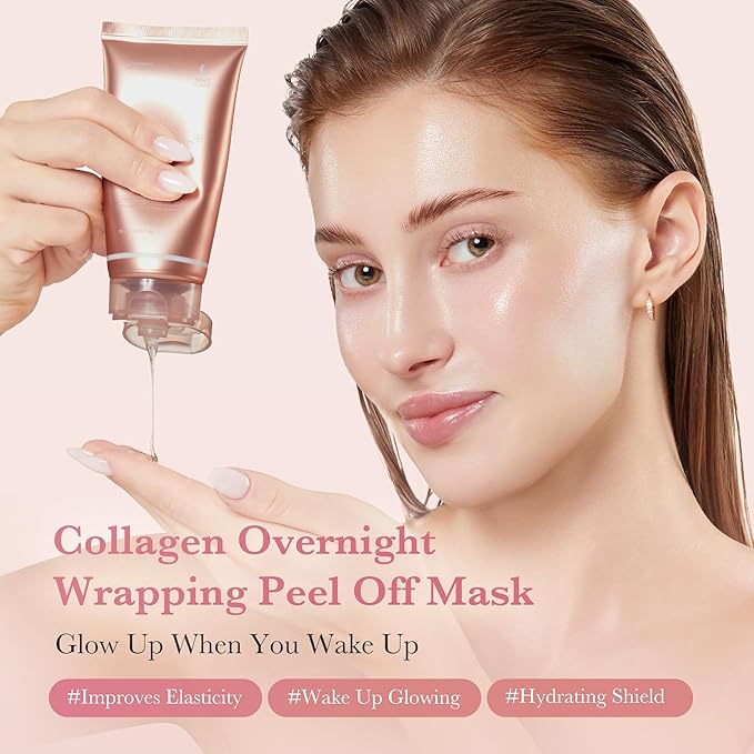 medicube Korean Collagen for Beginner: Collagen Overnight Wrapping Peel Off Facial Mask Pack and Collagen Jelly Cream (1.69 Fl Oz (50ml) | Holiday Stocking Stuffers