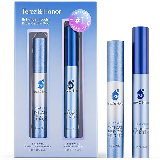 Enhancing Lash & Brow Serum Duo – Eyelash and Eyebrow Growth Serum Set for Fuller, Longer-Looking Lashes & Brows – Made in Korea, Clean & Effective Formula, Gift-Ready Packaging
