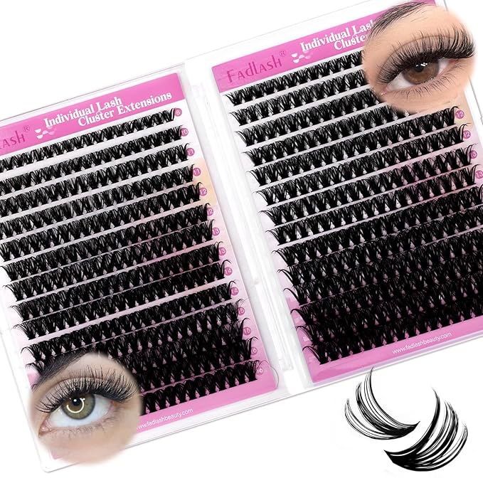 FADLASH Eyelash Clusters Natural Lash Clusters 50D+60D D Curl Individual Lashes Wispy and Volume Clusters Eyelash Extensions 8-16mm Lash Extensions 560PCS