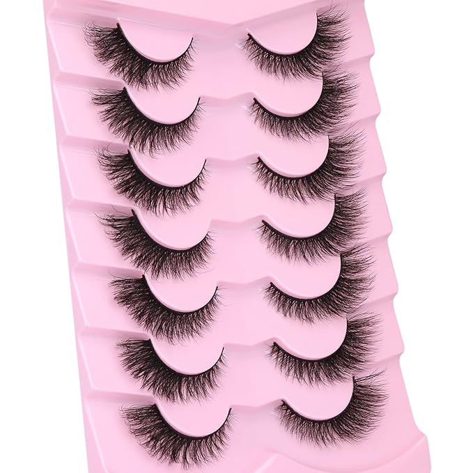 False Lashes Natural Look Faux Mink Lashes Full Fake Eyelashes 16MM Cat Eye Lashes Wispy False Eyelashes 7 Pairs by Ruairie