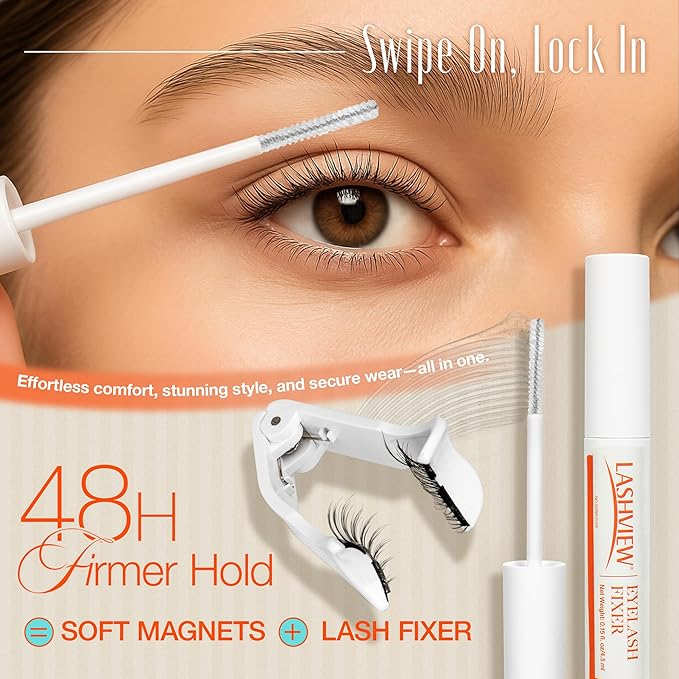 LASHVIEW Upgrade Magnetic Eyelashes with Applicator Soft Magnetic Eyelashes Natural Look Reusable No Glue Needed Easy to Wear and Remove (YT24)
