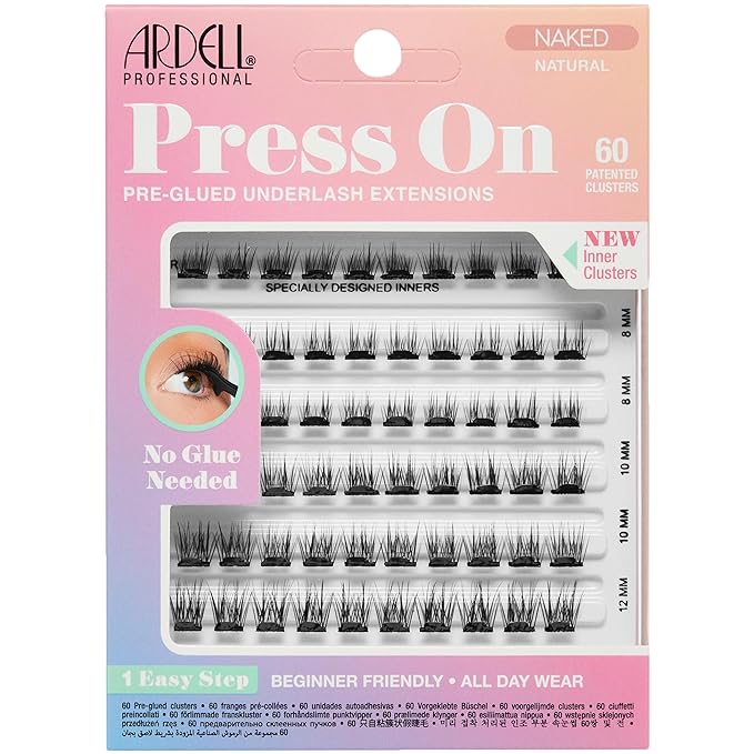 Ardell Press On Lashes Naked Natural – Pre Glued Lash Clusters for All-Day Wear, No Glue Needed, 60 Clusters