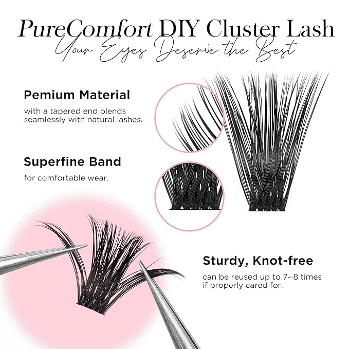 Volume Lash Clusters 280Pcs Eyelash Clusters DIY Lashes Natural Look 100D Reusable Super Thin Band & Soft Individual Faux Mink Lashes by Winkgiggle (100D)