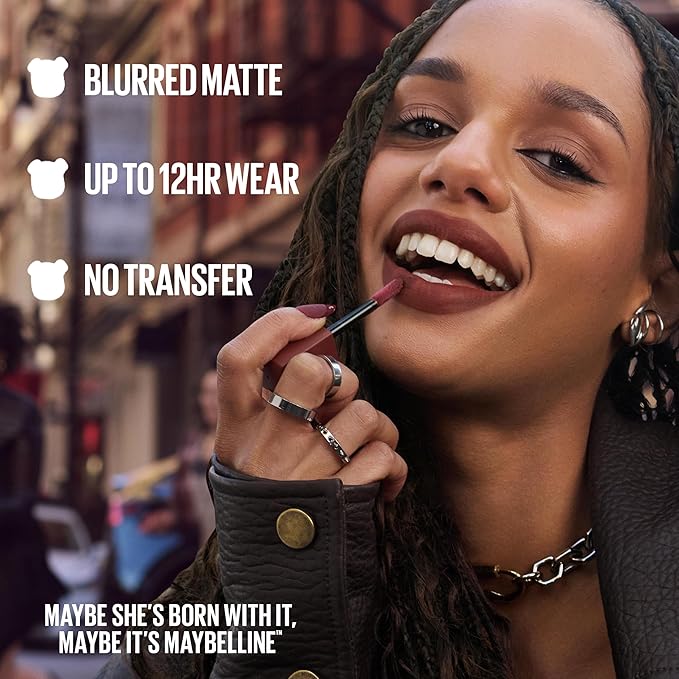 MAYBELLINE Super Stay Teddy Lip Tint, Long Lasting Matte Lipstick For Up To 12HR Wear, Coquettish, 1 Count