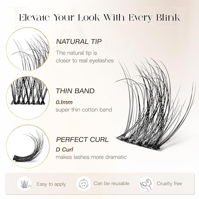 BEFER Lash Clusters, 144 Pcs 3D Curl Eyelash Clusters Volume Individual Lashes Extensions 10-16MM Wispy Eyelash DIY At Home(kind, ZE01)