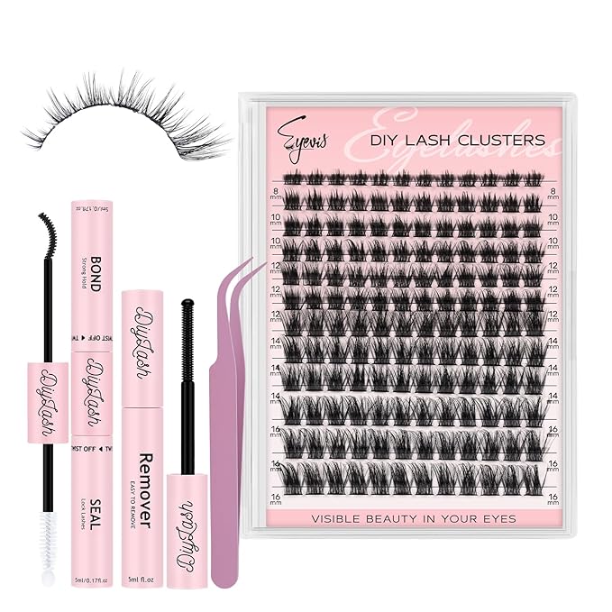 Lash Clusters Kit 144PCS Lash Clusters D Curl Lash Extension Kit 8-16MIX Eyelash Clusters with Eyelash Applicator Tool DIY Lash Extension Kit(Sweetie,8-16MM)