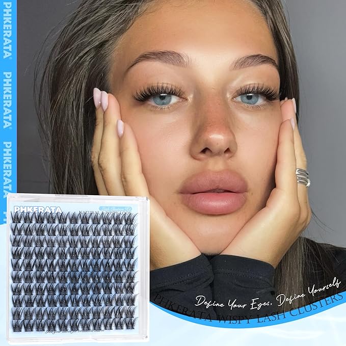 12mm Wispy Lash Clusters Natural Cluster Eyelash Extensions DIY Individual Lashes C Curvature Eyelash Clusters for Daily Wear with Soft Lash Band