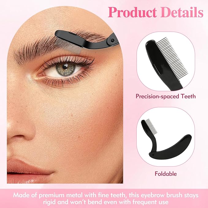 4-Pack Eyelash Combs, Eyelash Separator Tool for Clump-Free & Defined Lashes, Folding Lash Comb Eyelash Brush with Steel Comb Teeth