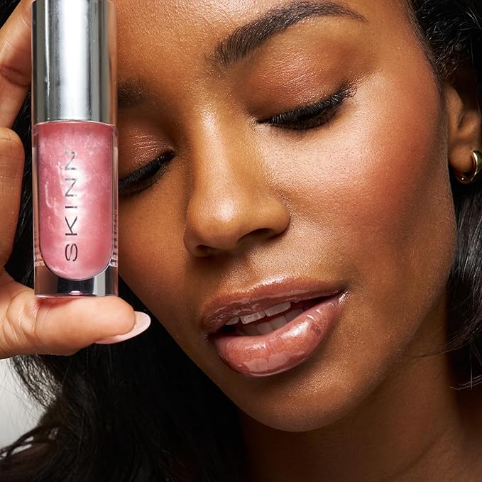 SKINN Luminous Blush Lip Oil - Support Collagen Production, Smooth Lines & Soothe Dry Cracked Lips - Hydrating Clear Lip Oils - Improve Skin's Elasticity, Texture & Glow - Vitamin C & Manuka Honey