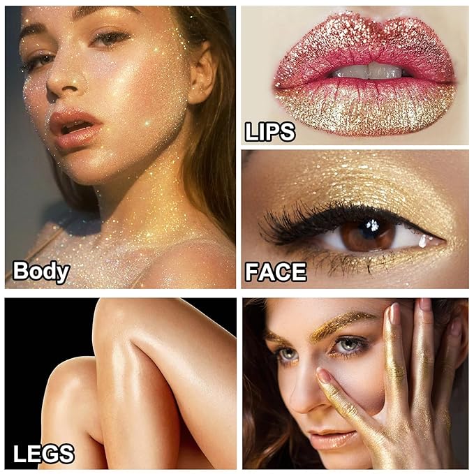 Body Shimmer Oil 100ml, Moisturizing Long Lasting Body Luminizer Face Brightener, Waterproof Liquid Illuminator, Shimmer Glow Highlighter Summer Glowing Tan Makeup (#02 Gold)