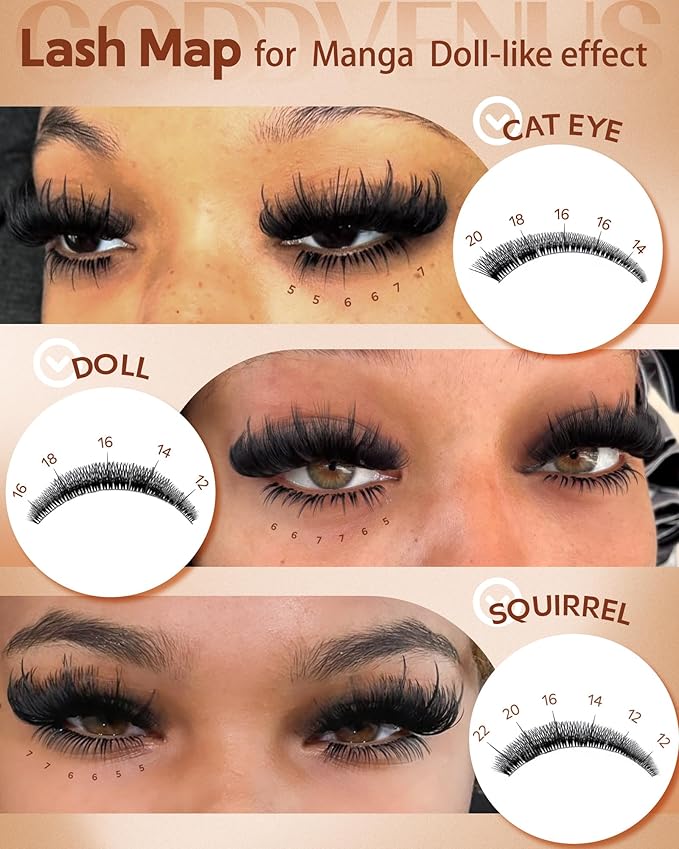 Volume Manga Lash Clusters with Spikes 300D Waterproof Fairy Eyelashes Clusters Bottom Lashes Clusters Wispy Anime Cluster Eyelash Extensions D Curl Full Eye Lash Extension
