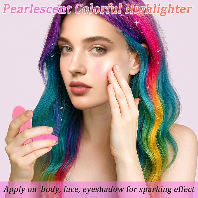 Hair Chalk for Girls 12 Color Temporary Hair Color Dye Shimmer Glitter Hair Color Makeup Washable Hair Dye Christmas Birthday Gift for Girls Age 4 5 6 7 8 9 10-12 Year Old