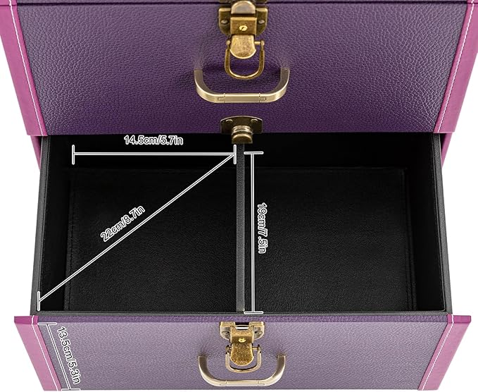 Makeup Train Case, Rolling Makeup Trolley Case, 3 Tiers Lockable Nail Polish Organizer with 2 Keys 4 Wheels (2 with Brakes) for Travel Makeup Artists Nail Technicians (Purple Case, Tan Lock)