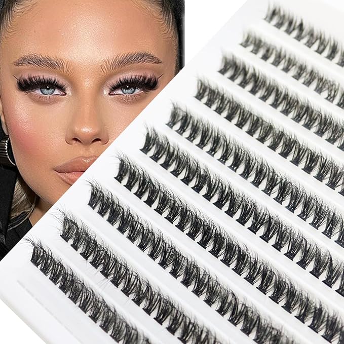DAODER Short Lash Extension Kit 50D Natural Lash Clusters Kit Wispy Fluffy Eyelash Extension Kit D Curl Individual Lashes Kit 9-13MM Thick Short Eyelash Clusters(Thick Short Eyelash Extension Kit 50P)