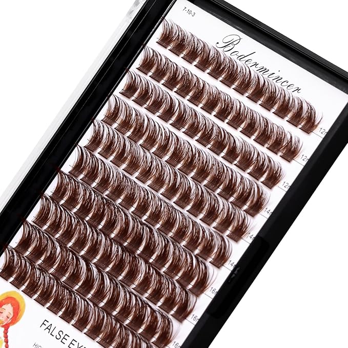 Bodermincer Lash Clusters D Curl Black/Brown/Colored Lashes 10-12-14/12-14-16/16-18-20mm Mixed Lash Clusters Kit For Beginner (M01-Dark Brown-12-14-16mm MIX)