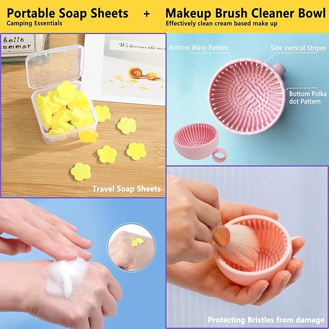 Electric Makeup Brush Cleaner Machine, Rechargeable Spinning Makeup Brush Cleaner, Automatic Cosmetic Brush Cleaner Machine For All Size Makeup Brushes, Makeup Brush Cleaner with Mat