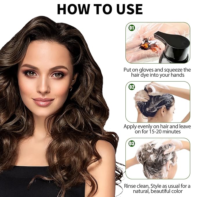 Dark Brown Hair Dye Shampoo for 100% Gray Coverage - 3 IN 1 Hair Color Shampoo with Argan Oil & Ginseng, Ammonia & Paraben Free, Long Lasting Semi-Permanent Natural Color for Women & Men (500ml)