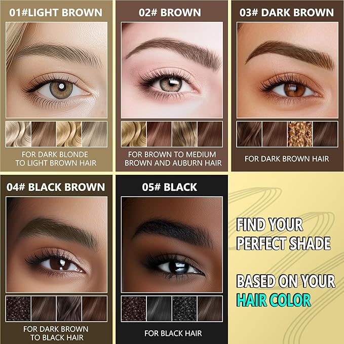2-in-1 Eyebrow Pen and Eye Brow Clear Gel, 4 Tip Microblading Eyebrow Pencil for Women Hair-Like Strokes & Feathered Brows, Waterproof Long Lasting Lift Shaping, Smudge Proof Brow Pencil, Brown