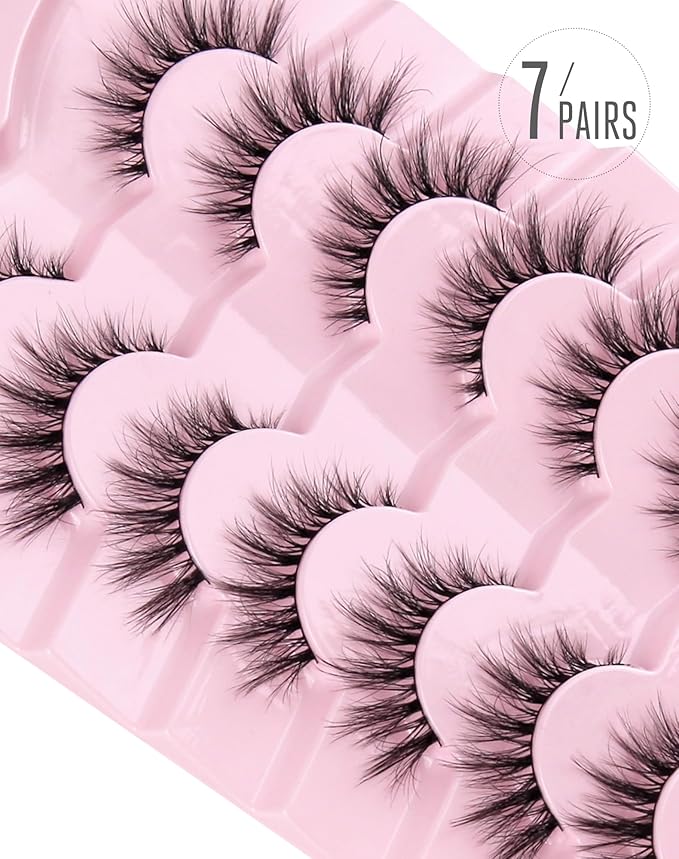 Onlyall False Eyelashes Cat Eye Lashes Volume Lashes Fake Lashes Wispy Lashes Mink Lashes Fluffy Natural Eyelashes 15mm Lashes D35