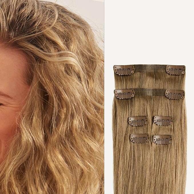 Luxy 100% Remy Human Hair Extensions for Thin Hair Thinning Hair Fill-Ins – 6 Seamless Wefts Multi-Dimensional Color Blend - Natural-Looking Volume & Coverage 80 grams 16" Bronde Balayage Thinning