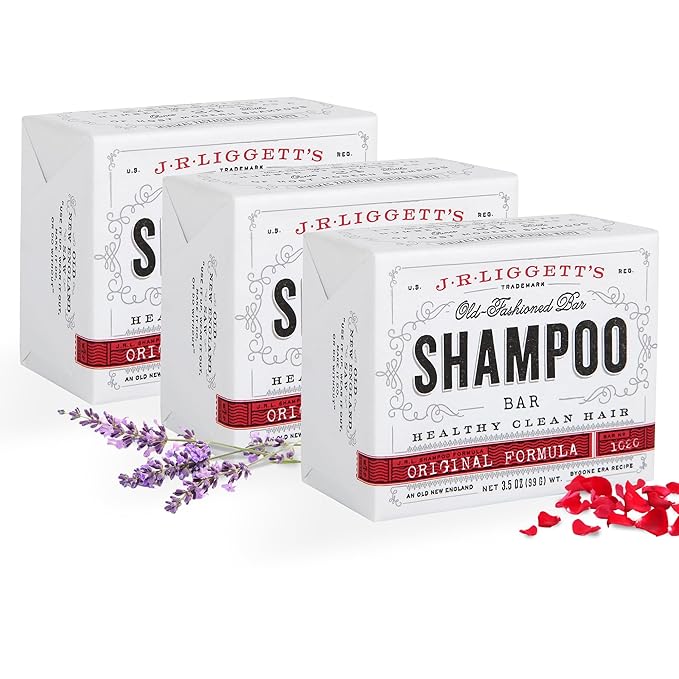 J·R·LIGGETT'S Shampoo Bar - Original Formula, All Natural Solid Shampoo Bar for Hair with Coconut Oil & Castor Oil, Sulfate Free, GMO Free, Gentle Lather and Refreshing, 3.5 oz - 3 Pack