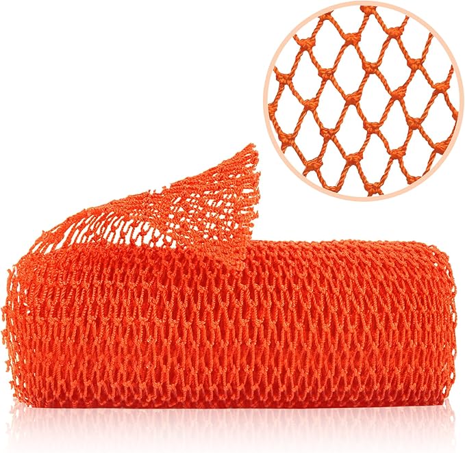 African Net Sponge, Authentic Exfoliating Body Scrubber for Bath and Shower, Multiple Textures with Gentle Deep Exfoliating and Rich Lather for All Skins (Orange)