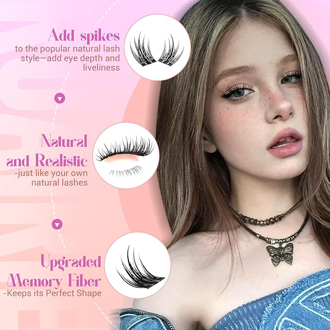 Manga Lash Clusters Natural Eyelash Clusters Wispy Lashes Clusters Anime 10-16mm Cluster Eyelash Extensions Fairy Individual Lashes with Bottom Lashes C Curly DIY Cluster Lash Extensions by Ruairie