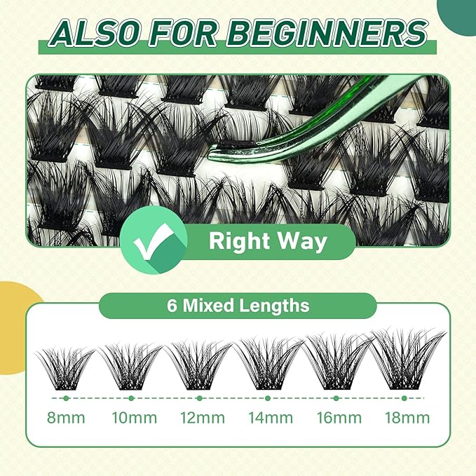 DIY Lash Extension Kit KEYYOU 144pcs Lash Clusters Eyelash Extension Kit with Mascara Brush Bond and Seal Lash Glue Remover Lash Applicators Lash Brush for DIY Lash Extensions (Y24 KIT)