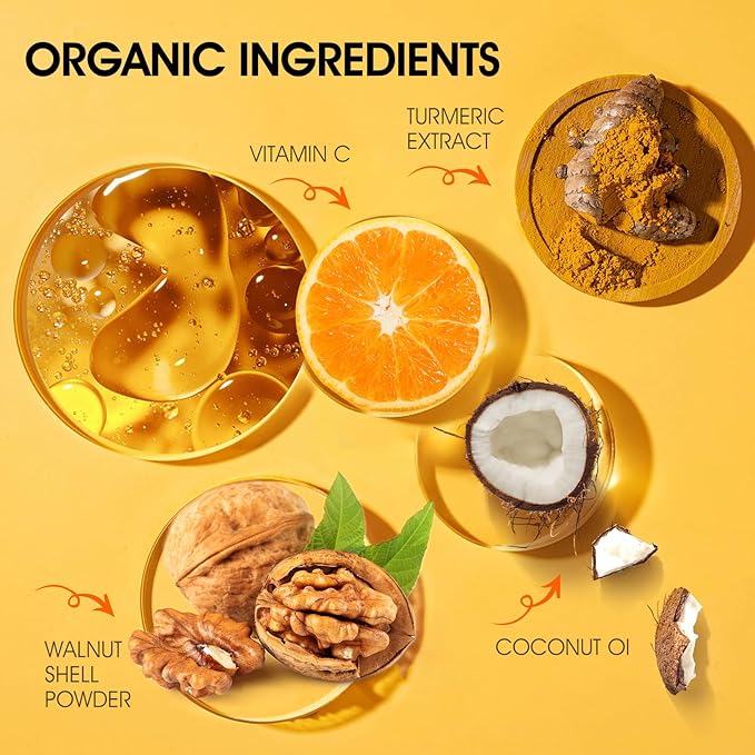 Body Scrub, Turmeric Exfoliating Body Scrub, with Coconut Oil & Vitamin C, Bikini Area Exfoliator Gently Exfoliate Body Hand and Foot Scrub, Moisturized Skin for Women and Men, 11.28oz/320g