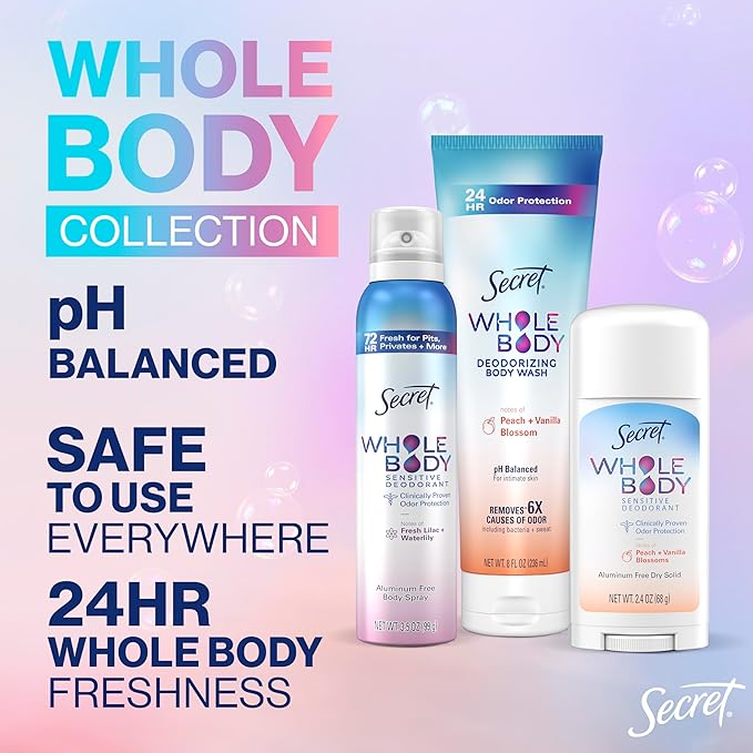 Secret Whole Body Deodorant for Women, Rosewater Scent, Aluminum Free Deodorant Spray, 72 HR Odor Protection, 3.5 oz