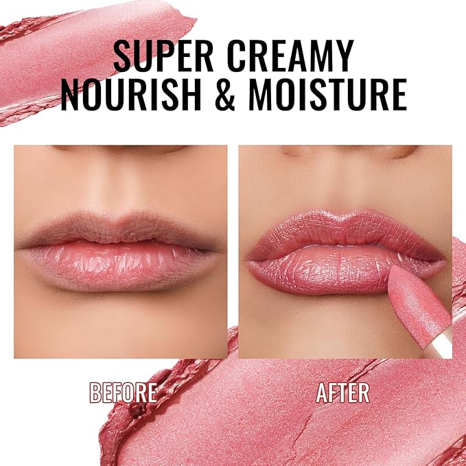 Oulac Moisturizing Pink Lipstick for Women - Tinted Lip Balm with Shimmmer, Lightweight Lip Makeup, Nourishing & Hydrating Formula, Vegan & Gluten Free, PG03 Pink Jewel