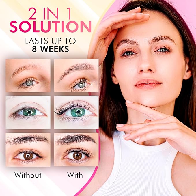 Lash Lift Kit & Eyebrow Lamination Kit, 2-in-1 Solution, At-Home Brow Lamination, Beginner/Professional, Eyelash Lift, Lasts 6-8 Weeks, 15 Applications, DIY Brow & Lash Perm - BLK3