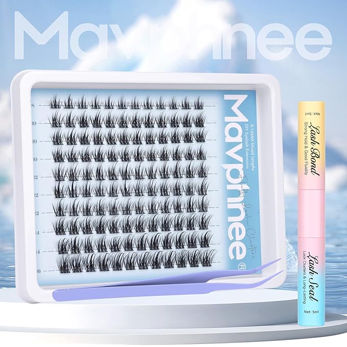 Lash Clusters Kit Wispy Cluster Eyelash Extensions Natural Individual Lashes Extension 8-16MM Short Cluster Lashes C Curl Eyelash Clusters Spikes 120 Pcs Spiky DIY Lash Kit for Everyday Wear