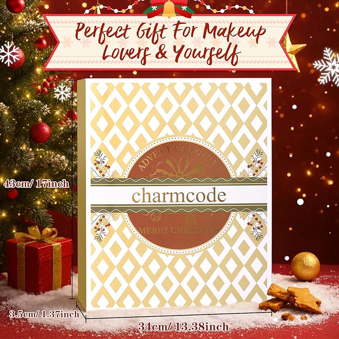 Makeup Advent Calendar 2025 – 24 Days Christmas Make Up Gift Set for Adlut Women & Teen Girls, CHARMCODE Xmas Cosmetic Countdown Calendar, Full Holiday Beauty Kits with Surprises