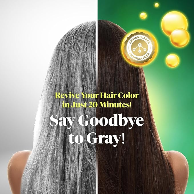 Ammonia-Free & Paraben Free Herbal Color Hair Dye Shampoo for Women & Men – Natural Dye Brown Shampoo Herbal Treatment – Effective Grey Coverage - Brown Black (10 sachets x 25 ml)