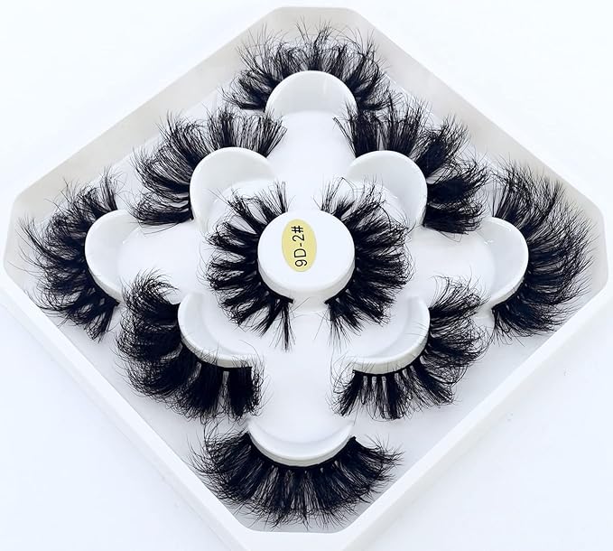 HBZGTLAD new 5 Pairs 25 mm 3d Mink Lashes Bulk Faux with Custom Natural Mink Lashes Pack Short Wholesales Natural False Eyelashes (9D-02#)