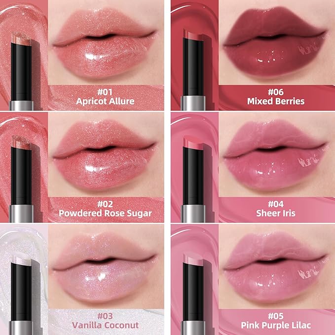KIMUSE Lip Plumper, 2PCS Moisturizing All-in-one Lip Plumping, Gloss, Balm, Non Sticky Lip Plumper Solid Lipstick Click Lip Balm, Buildable, Vegan & Cruelty-Free