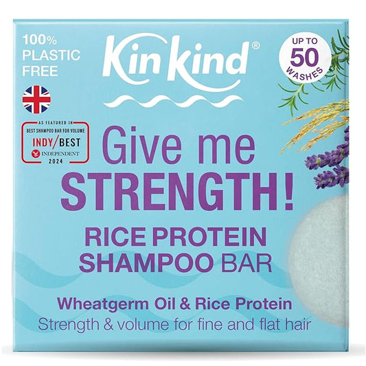 KinKind Rice Shampoo Bar for Hair Growth | Give me STRENGTH! Bar Shampoo for Thinning Hair | Hair Thickening Rice Protein | Volume for Fine & Flat Hair | Up to 50 washes