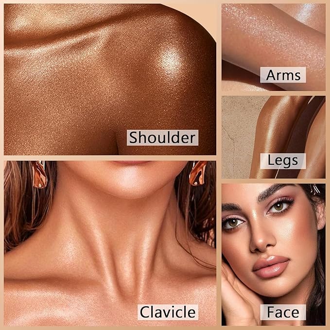 2 Pack Corlo Body Shimmer Oil Liquid Illuminator Highlighter Waterproof Long Lasting Moisturizing Bronze Luminizer Glow For Face Body (Glistening Bronze, 2pcs)