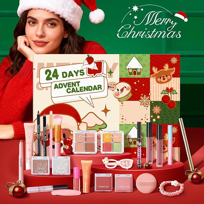 Makeup Advent Calendar 2025 Teen Girls Women，24 Days Beauty Advent Calendar Christmas Countdown Make up Gift Set, 2025 Xmas Gift Surprise Box Calendar Full Size