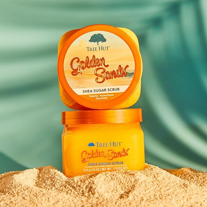 Tree Hut Golden Sands Shea Sugar Scrub, Exfoliating, Hydrating & Moisturizing Body Scrub with Shea Butter & Nourishing Essential Oils, Smooth & Soften Skin, 18 oz