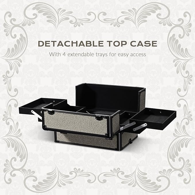 BYOOTIQUE Rolling Makeup Cases Organizer Nail Tech Storage Cart Hairdressing Brush Bags False Eyelash Storage for Beauty Salon Traveling Beautician Manicurist Hairstylist,Rococo GainsBoro