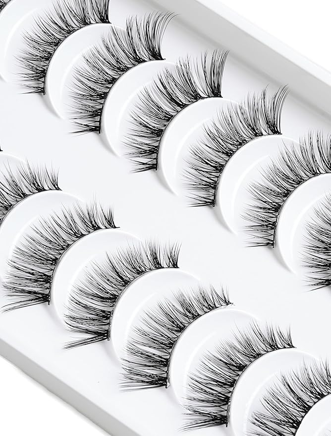 Fake Eyelashes Natural Lashes False Lashes Pack Fake Lashes Mink Lashes Fluffy Natural Eyelashes 10 Pairs 14mm White Rose