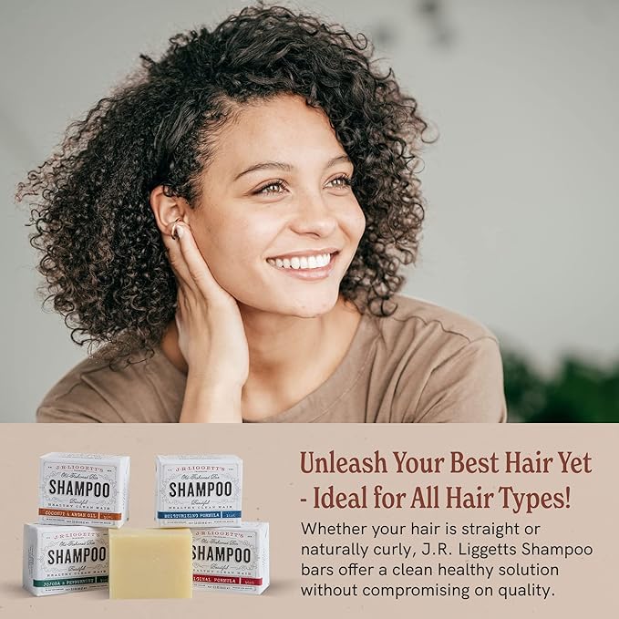 J.R.LIGGETT’S Original Formula, Moisturizing Formula and Coconut & Argan Oil Shampoo Bars - Plant-Based Nourishing Shampoo Bars for All Hair Types - Sulfate-Free for Healthy Hair - 3-Pack