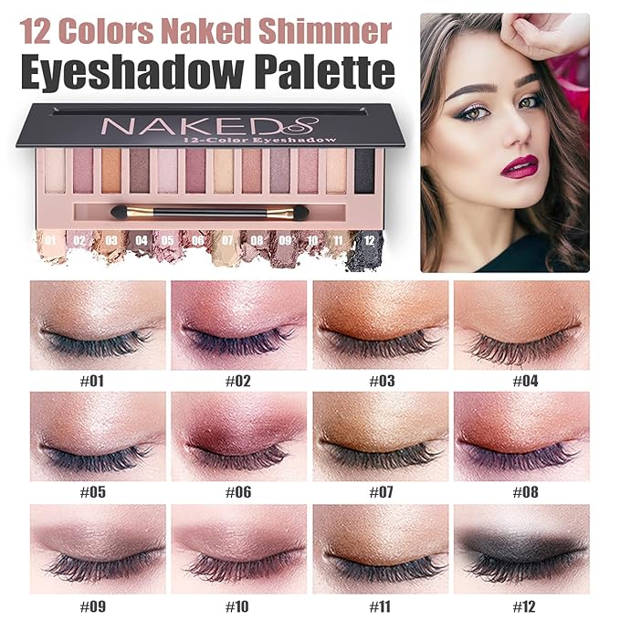 All in One Makeup Kit for Women Full Kit, Make Up Gift Set for Women Teens Girls, Includes 12 Colors Eyeshadow, Foundation, Lipstick, Mascara, Brush, Sponge, Brow Powder, Brow Soap, Eyeliner Stamp