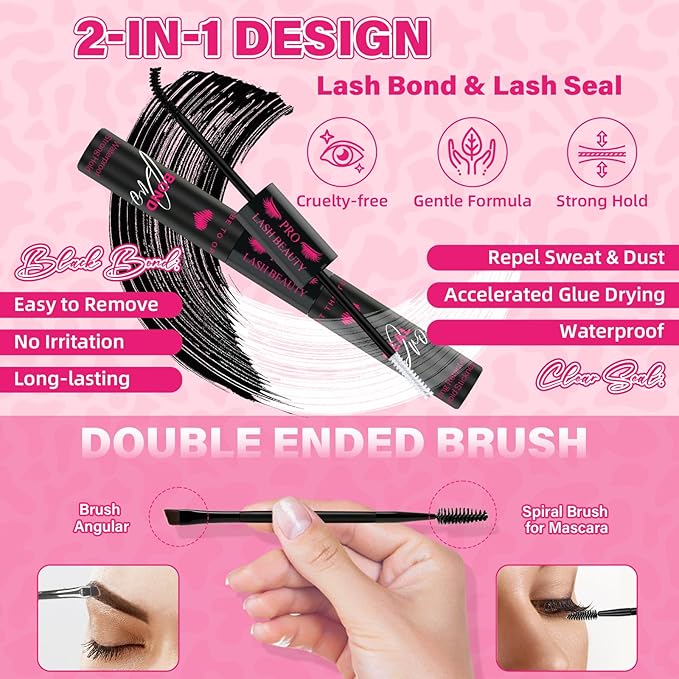 Wispy Lash Clusters Kit Spikes Eyelash Clusters Kit 3D Effect Eyelash Extensions Kit with Remover for Lash Extension, Bond,Seal and Tweezers by PRO