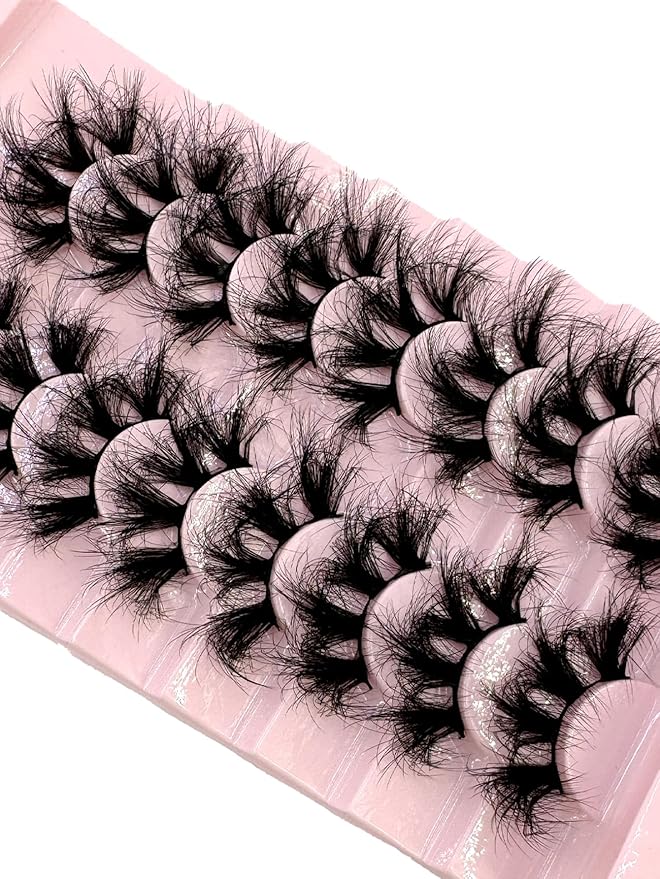 HBZGTLAD Mink Lashes Fluffy False Eyelashes 25mm Dramatic Faux Mink Eyelashes Natural Look Cat Eye Volume Eye Lashes Multipack (9D-22)