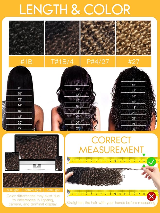 Caliee Curly Clip in Human Hair Hair Extensions Jerry Curly Clip in Extensions for Black Women Ombre Natural Black Fading into Dark Brown 3B 3C Clip Ins Rea Remy Hair #1B/4 120g 7Pcs