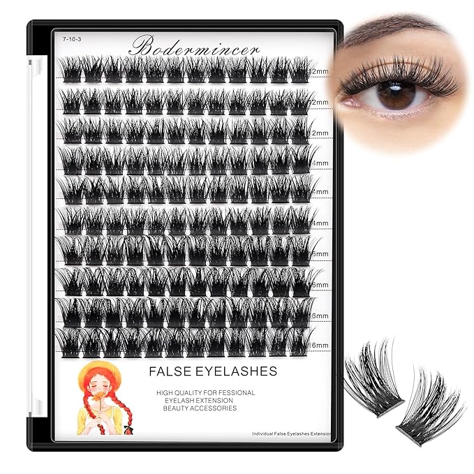 Bodermincer Lash Clusters D Curl Black/Brown/Colored Lashes 10-12-14/12-14-16/16-18-20mm Mixed Lash Clusters Kit For Beginner (M01# 12-14-16mm Mixed)